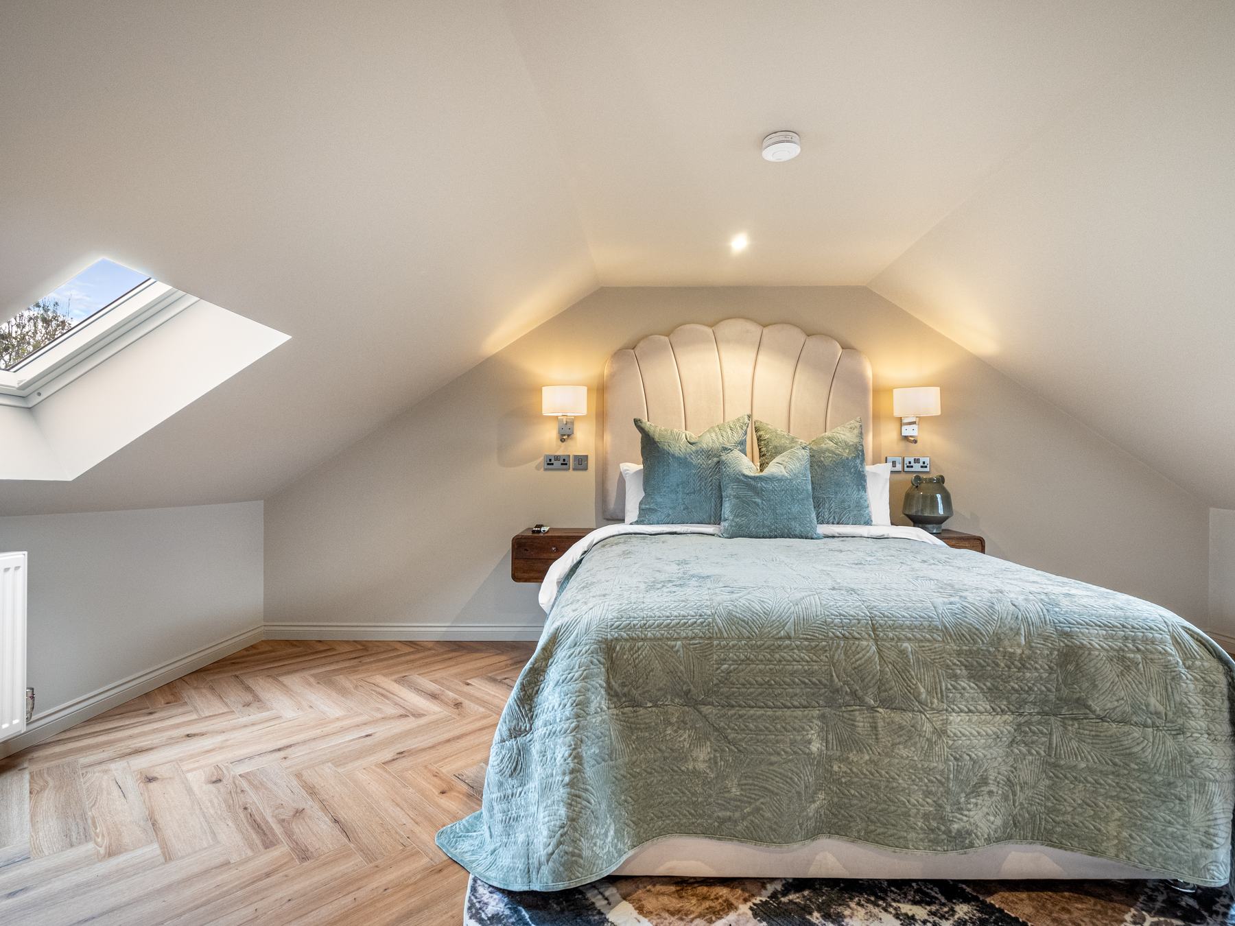 Luxury 5-bedroom home in Glasgow, principal bedroom under a skylight