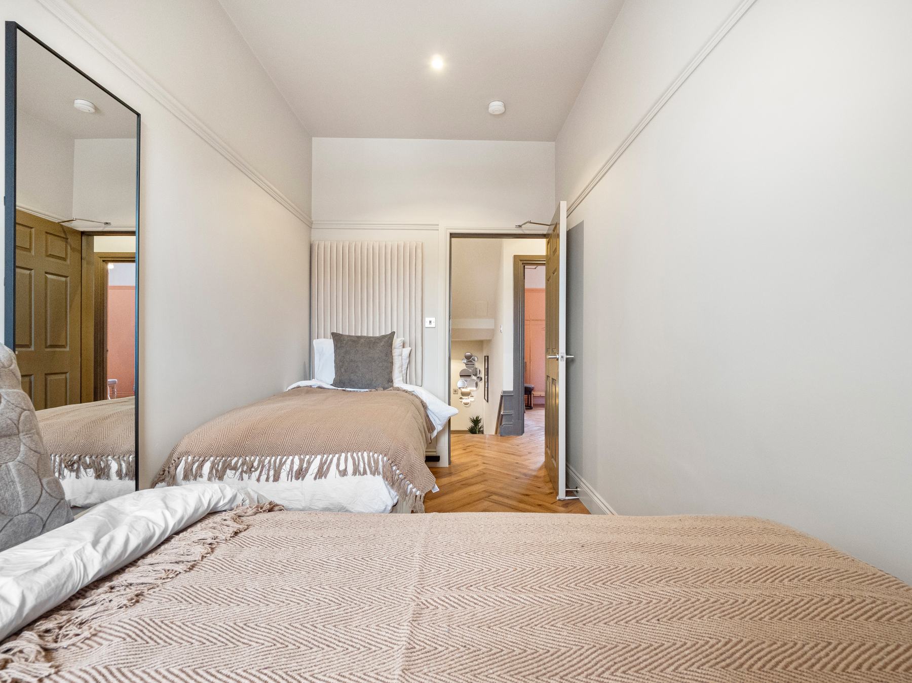 Property marketing photography Glasgow, bedroom and hallway view