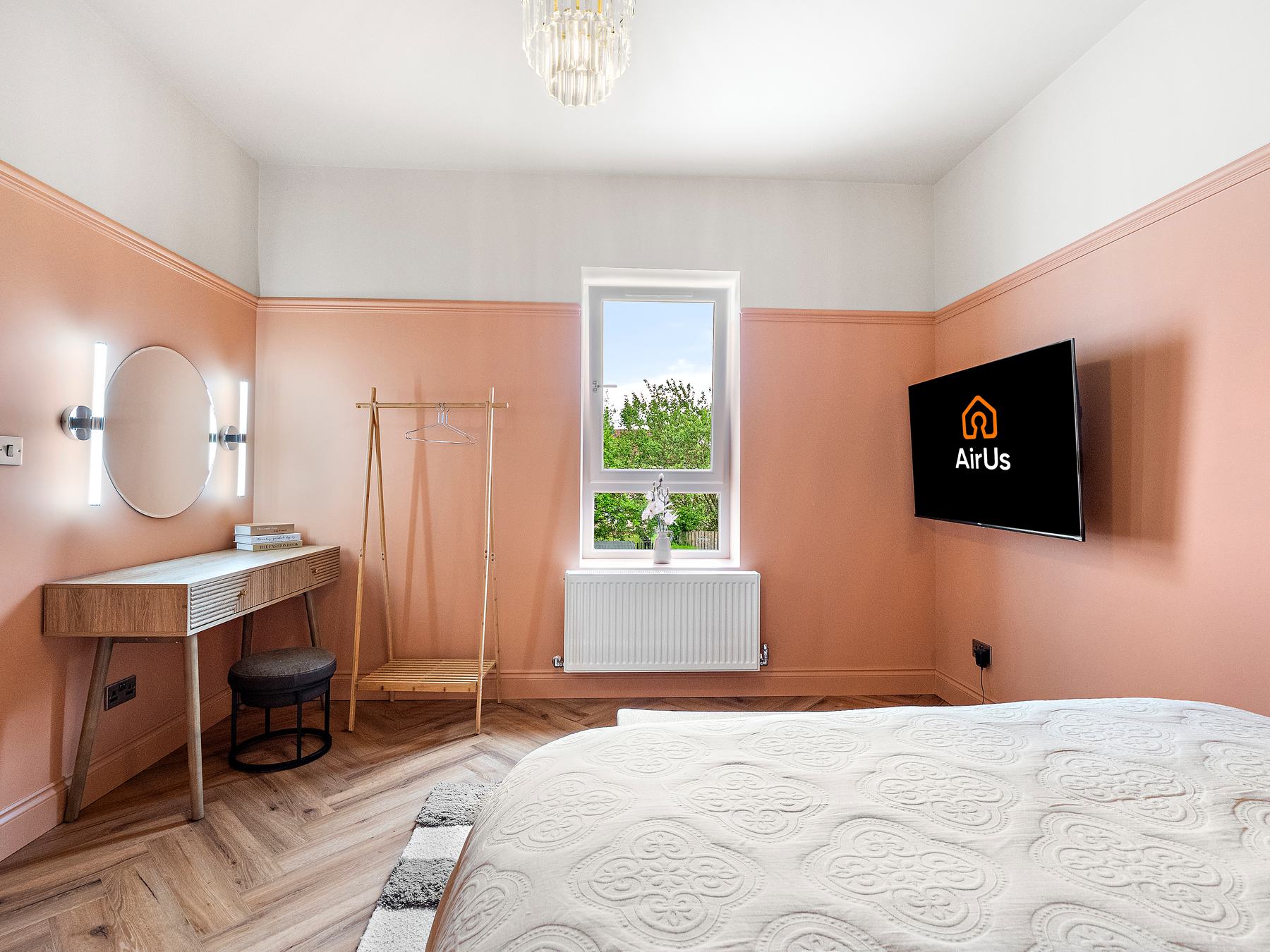 Premium property marketing photography, bedroom dressing area, Glasgow