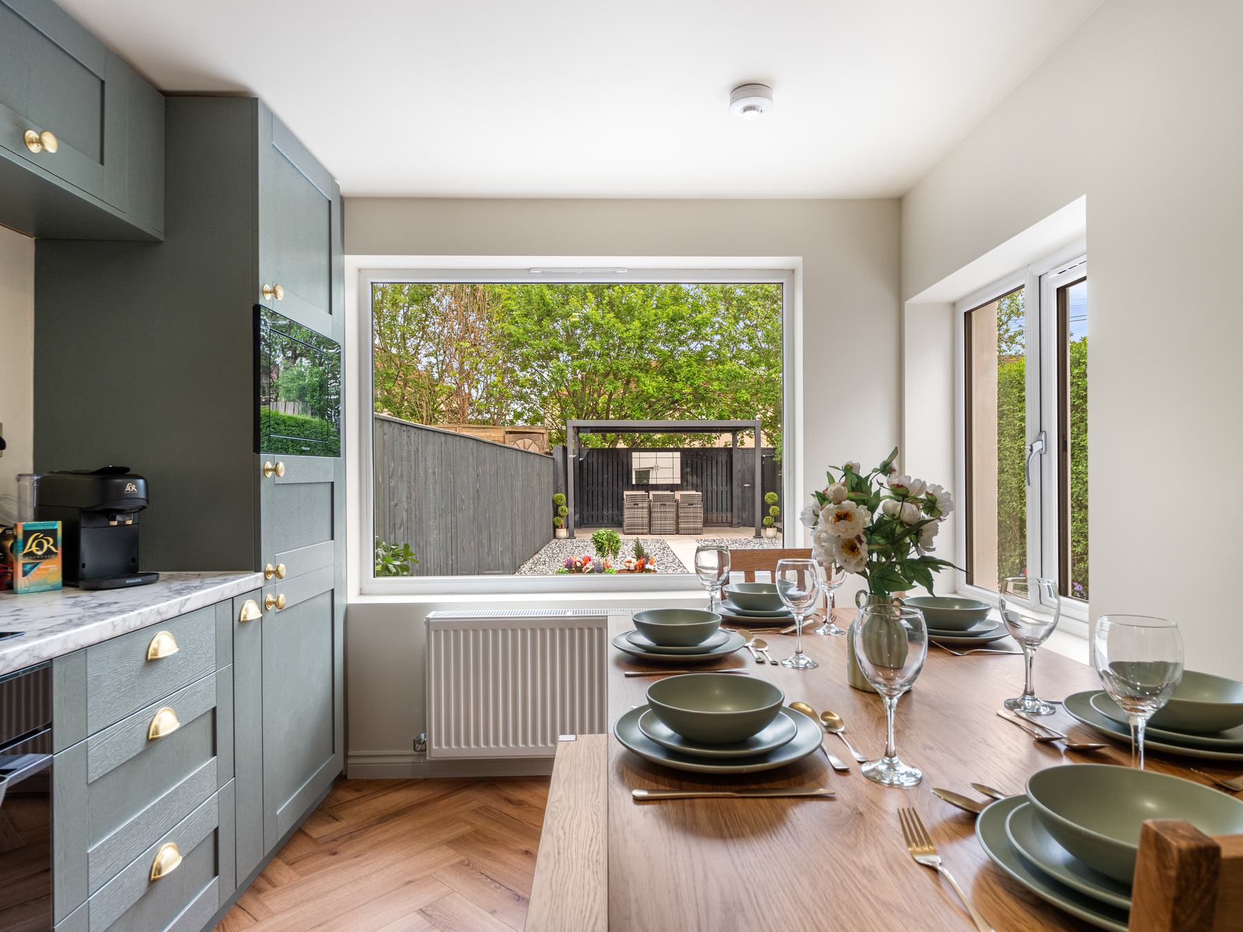 Interior photography Glasgow, kitchen with garden outlook