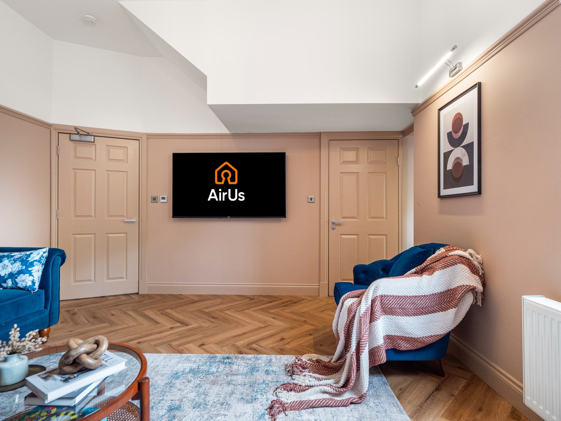 Property marketing photography Glasgow, living room with wall-mounted television