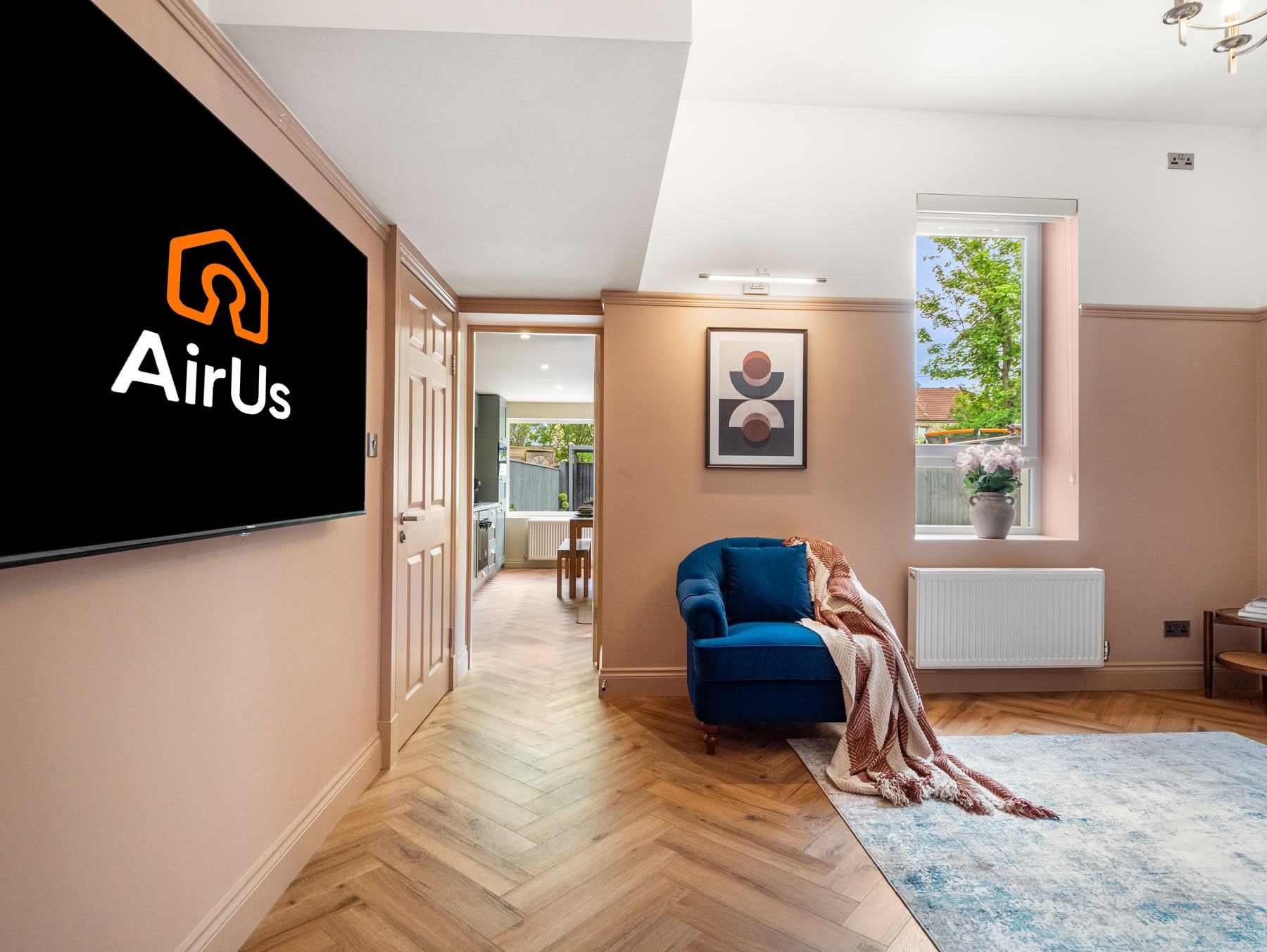 Professional property photographer Glasgow, hallway and living room view