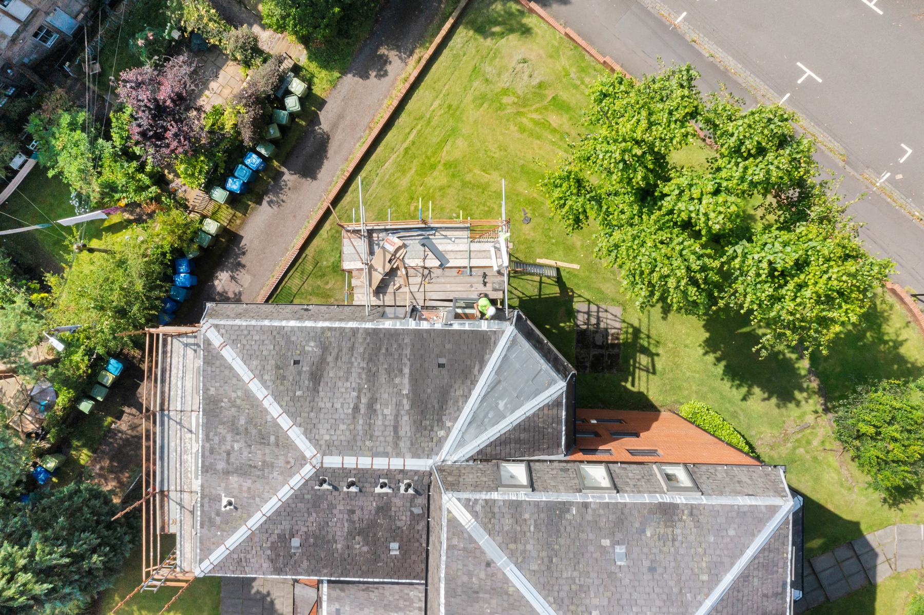 Aerial photography of grounds during a construction project