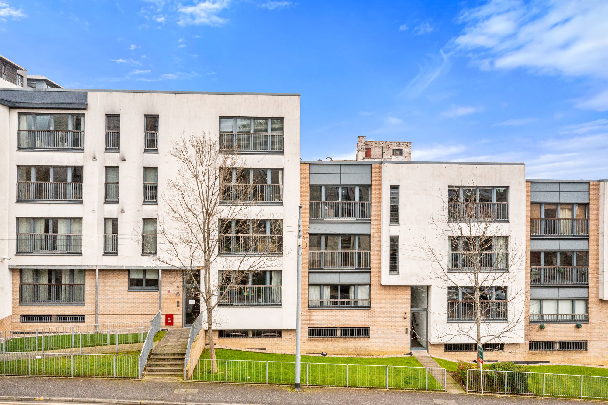 Modern apartment block exterior with balconies