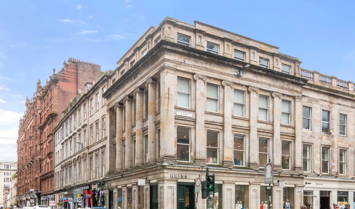 Full HDR exterior photograph of a Glasgow city centre building